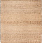 SAFAVIEH Natural Fiber Collection Area Rug - 7' Square, Natural, Handmade Farmhouse Fringe Jute, Ideal for High Traffic Areas in Living Room, Bedroom (NF731A)