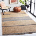 SAFAVIEH Natural Fiber Collection Area Rug - 5' x 8', Natural & Grey, Handmade Stripe Boho Farmhouse Rustic Braided Jute, Ideal for High Traffic Areas in Living Room, Bedroom (NFB262F)