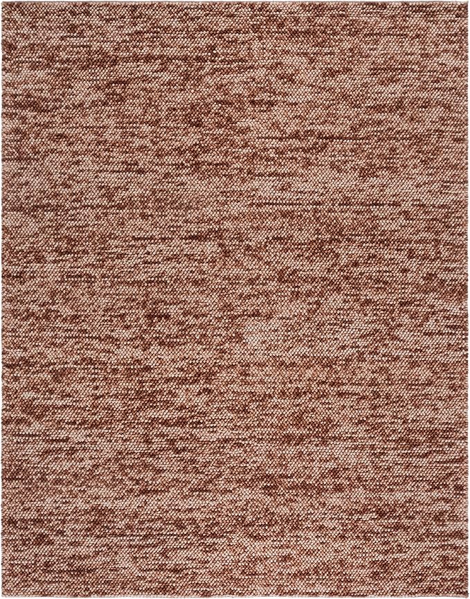 SAFAVIEH Area Rug 8x10 - Natura Collection - Large - Rust & Brown, Handmade Wool Blend, Textured Design, Ideal for Living Room, Bedroom, Dining Space (NAT425P)