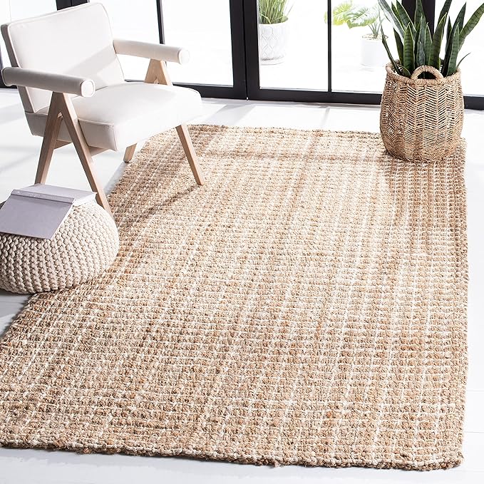 SAFAVIEH Natural Fiber Collection Area Rug - 6' x 9', Natural, Handmade Boho Farmhouse Woven Jute, Ideal for High Traffic Areas in Living Room, Bedroom (NF187A)