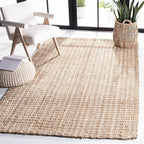 SAFAVIEH Natural Fiber Collection Area Rug - 5' x 8', Natural, Handmade Boho Farmhouse Woven Jute, Ideal for High Traffic Areas in Living Room, Bedroom (NF187A)