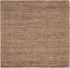 SAFAVIEH Area Rug 6' Square - Natural Fiber Collection - Natural & Grey, Handmade Jute, Farmhouse Style, Chunky Textured Thick Pile (NF447M)