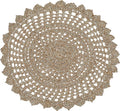 Jute Hand Crochet Rug, Natural/Spa Grey - 3 Feet Round, Non Slip Decorative Accent Floor Rugs for Entryway, Kitchen, Living Room, Nursery | Farmhouse Small Scalloped Rustic Door Mat for Patio Décor
