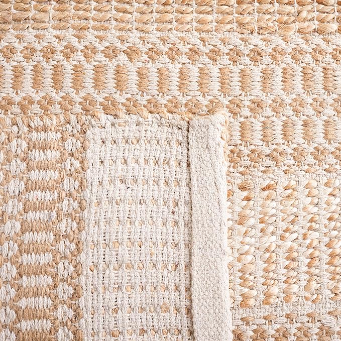 SAFAVIEH Natural Fiber Collection Accent Rug - 3' x 5', Ivory & Natural, Handmade Flat Weave Stripe Jute & Cotton, Ideal for High Traffic Areas in Entryway, Living Room, Bedroom (NFB652A)
