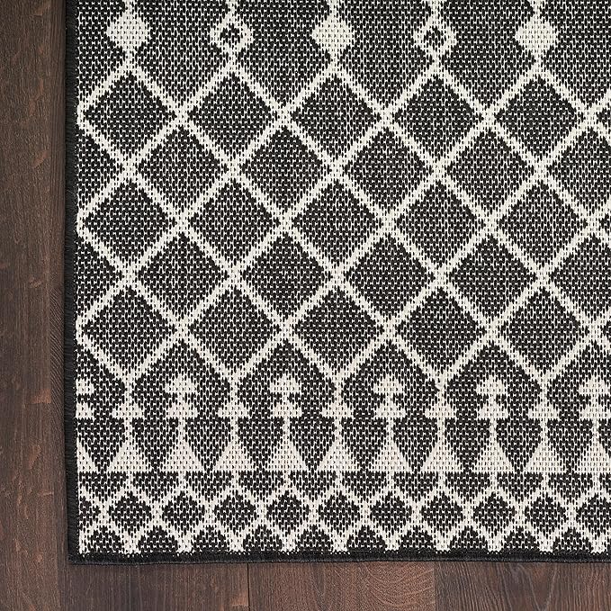Nourison Home Positano Black 9' x 12' Area Rug - Easy Clean, Non Shedding, Bed Room, Living Room, Dining Room, Kitchen (9' x 12')