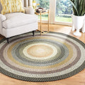 SAFAVIEH Washable Rug Outdoor Braided Collection - 8' Round, Multi, Handmade & Reversible, Non-Shedding & Easy to Clean, Ideal for Patio, Backyard, Mudroom (BRD308A)