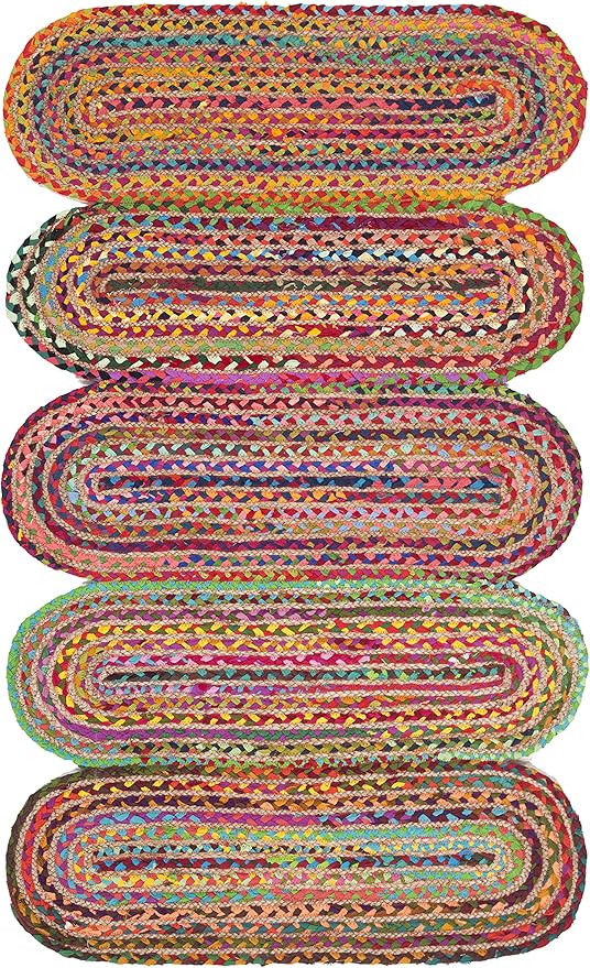 SAFAVIEH Cape Cod Collection Accent Rug - 4' x 6', Red & Multi, Handmade Braided Jute & Cotton, Ideal for High Traffic Areas in Entryway, Living Room, Bedroom (CAP208Q)
