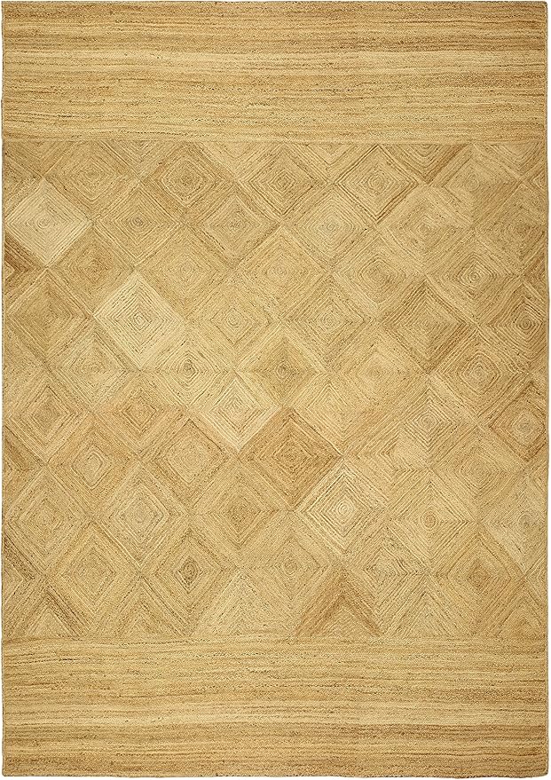 Premium Quality Jute Rug 2.6x4 Kilim Runner Rug Hand Braided Jute Geometric Pattern Beige Hand Woven Boho Flatweave Carpet Indoor Outdoor Rugs for Bedside Runner Kitchen, Entryway