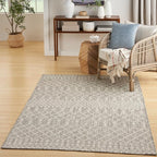 Nourison Home Positano Light Grey 5' x 7' Area Rug - Easy Clean, Non Shedding, Bed Room, Living Room, Dining Room, Kitchen (5' x 7')