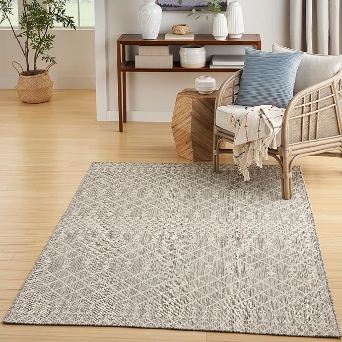 Nourison Home Positano Light Grey 4' x 6' Area Rug - Easy Clean, Non Shedding, Bed Room, Living Room, Dining Room, Kitchen (4' x 6')