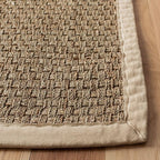 SAFAVIEH Area Rug 5x8 - Natural Fiber Collection - Natural & Ivory, Seagrass, Basketweave Pattern with Border (NF114J)
