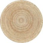 Hausattire Jute Braided Hand Woven Rug, 8 Feet Round – Natural, Boho Large Area Rugs for Bedroom, Living Room | Farmhouse Décor Kitchen Floor Rug – 8’ Round
