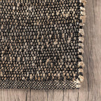 nuLOOM 4x6 Elfriede Jute & Cotton Hand Woven Area Rug, Charcoal, Solid Rustic Farmhouse Style, Weaved Design, Natural Fiber, For Bedroom, Living Room, Dining Room, Hallway, Office, Entryway