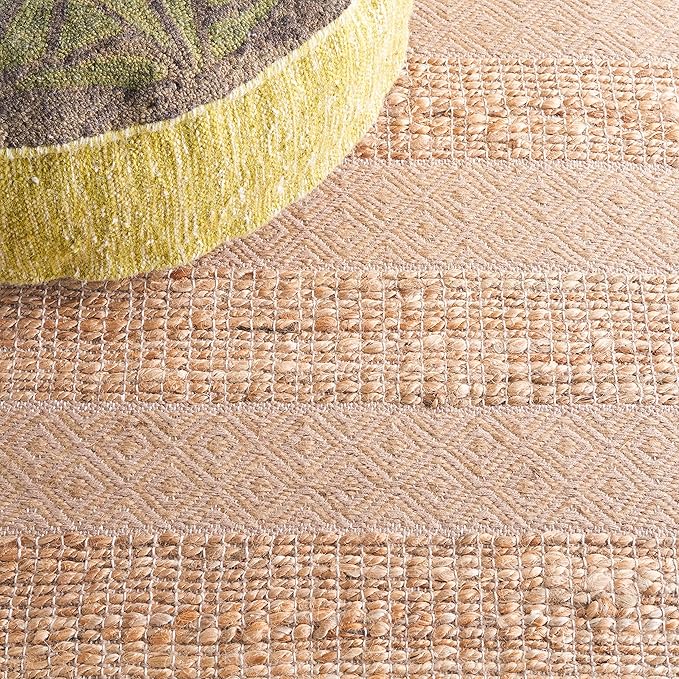 SAFAVIEH Natural Fiber Collection Area Rug - 9' x 12', Taupe & Natural, Handmade Boho Farmhouse Rustic Jute & Cotton Jute, Ideal for High Traffic Areas in Living Room, Bedroom (NFB653E)