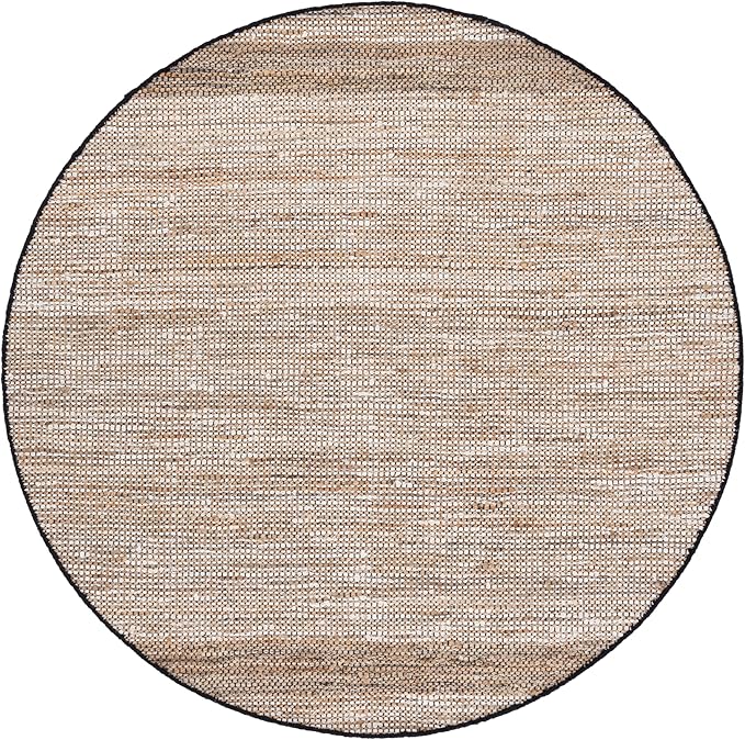 SAFAVIEH Cape Cod Collection Area Rug - 6' Round, Ivory & Beige, Handmade Denim & Jute, Ideal for Living Room, Bedroom, Home Office, Dining Space (CAP153A-6R)