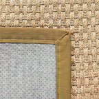 SAFAVIEH Area Rug 6' Square - Natural Fiber Collection - Natural & Olive Green, Seagrass, Basketweave Pattern with Border (NF114G)