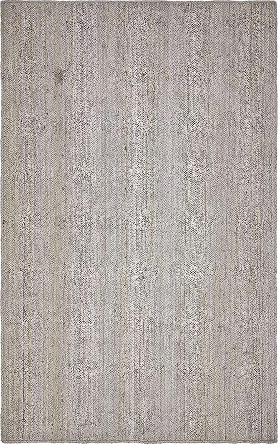 Unique Loom Braided Jute Collection Area Rug - Dhaka (5' 1" x 8' Rectangle, Gray)
