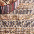 SAFAVIEH Area Rug 8x10 - Natural Fiber Collection - Large - Charcoal & Natural, Handmade Jute & Cotton, Boho Farmhouse Rustic Design, Ideal for Living Room, Bedroom, Dining Space (NFB653H)
