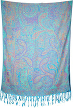 Achillea Reversible Paisley Pashmina Rave Scarf – Exotic Indian Shawls and Wraps for Evening Dresses, Festivals, All Seasons