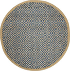 SAFAVIEH Natural Fiber Collection 6' Round Tropical Blue NF266D Handmade Boho Diamond Tassel Jute Area Rug