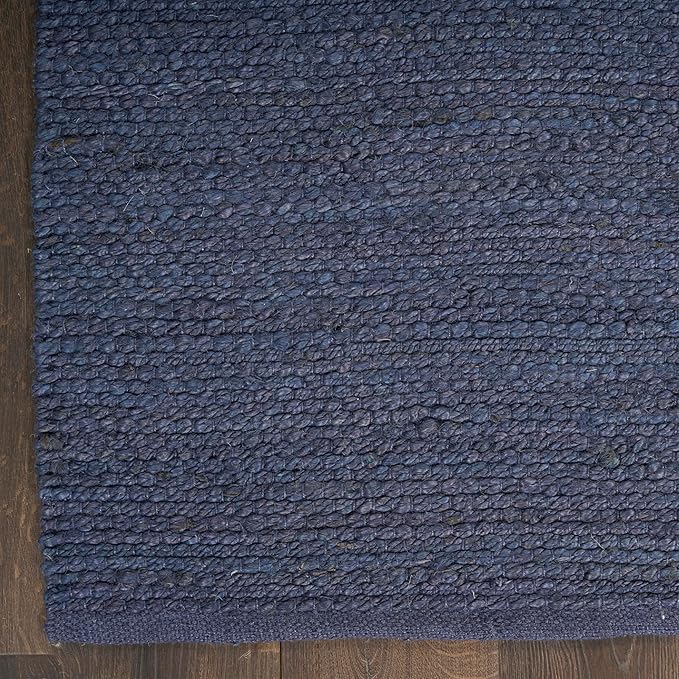 Nourison Home Natural Jute Navy 8' x 10' Area Rug - Easy Clean, Non Shedding, Bed Room, Living Room, Dining Room, Kitchen (8' x 10')