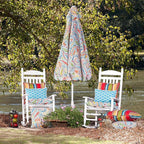 Pillow Perfect Stripe Indoor/Outdoor Accent Throw Pillow, Plush Fill, Weather, and Fade Resistant, Large Throw - 18.5" x 18.5", Red/Blue Westport, 2 Count