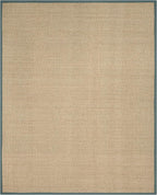 SAFAVIEH Area Rug 8x10 - Natural Fiber Collection - Large - Natural & Light Blue, Seagrass, Basketweave Pattern (NF114M)