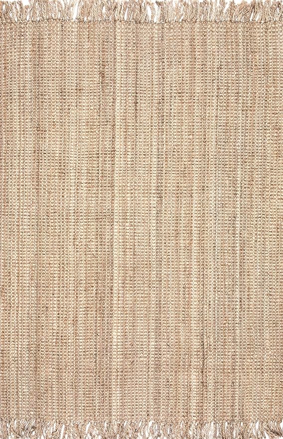 Nuloom Daniela Natural, 9'6" x 13'6", Handmade, Jute, Tassel, Soft and Textured, High Traffic, Stain Resistant, Easy Clean, Durable Area Rug for Bedroom, Living Room, Dining Space, Foyer, Entryway