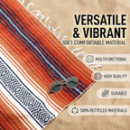 Authentic Large Handwoven Mexican Blanket - Soft Yoga- Durable Serape- Lightweight Falsa, Beach, Camping, Picnic, Outdoor Blanket 70"x50" - Orange Gold