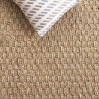 SAFAVIEH Area Rug 6' Square - Natural Fiber Collection - Natural & Turquoise, Seagrass, Basketweave Pattern with Border (NF114S)