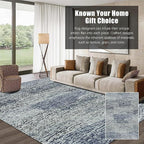 RUGSURE Washable Area Rug - 1/6 Thick - Stain & Water Resistant Non-Slip - Resistant Rug for Living Room, Bedroom, Nursery, Pet & Child Friendly, Vintage Charm Area Rugs (Grey+LightTeal, 3' x 5 ')