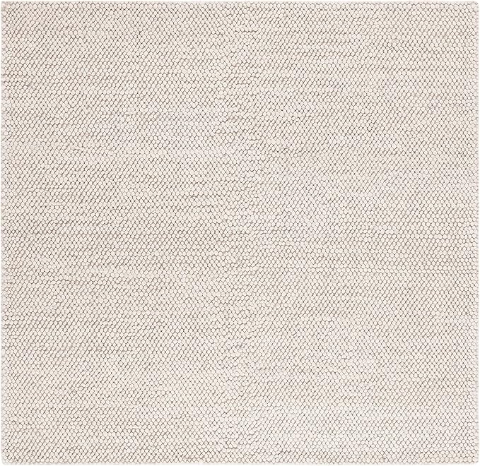 SAFAVIEH Natura Collection Area Rug - 8' Square, Grey & Ivory, Handmade Wool Blend, Textured Design, Ideal for Living Room, Bedroom, Dining Space (NAT425F)