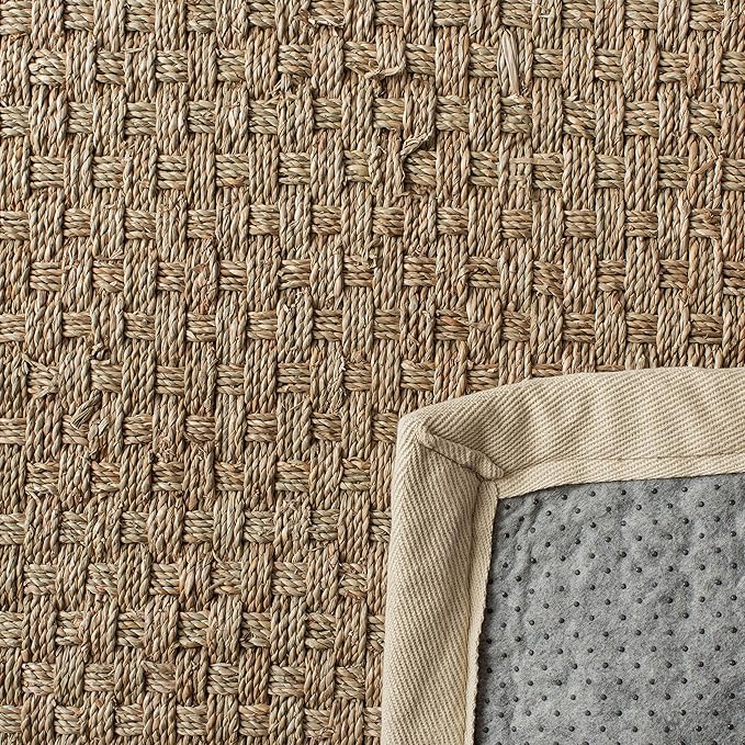 SAFAVIEH Natural Fiber Collection Runner Rug - 2'6" x 8', Natural & Ivory, Seagrass, Basketweave Pattern with Border (NF114J)