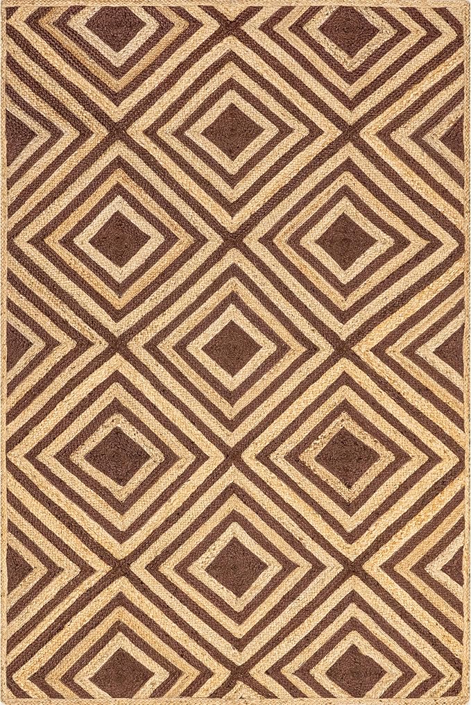 Rugs USA Dogwood Tiled Jute Area Rug, 5x8, Brown
