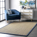 Nuloom Elijah Navy/Natural, 5' x 8', Basketweave, Seagrass, Soft and Textured, High Traffic, Stain Resistant, Easy Clean, Durable Area Rug for Bedroom, Living Room, Dining, Den, Foyer, Entryway