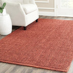 SAFAVIEH Area Rug 4x6 - Natural Fiber Collection - Rust, Handmade Jute, Farmhouse Style, Chunky Textured Thick Pile (NF447C)