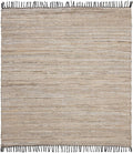 SAFAVIEH Vintage Leather Collection Area Rug - 6' Square, Beige, Handmade Boho Fringe Leather & Jute, Ideal for High Traffic Areas in Living Room, Bedroom (VTL203B)