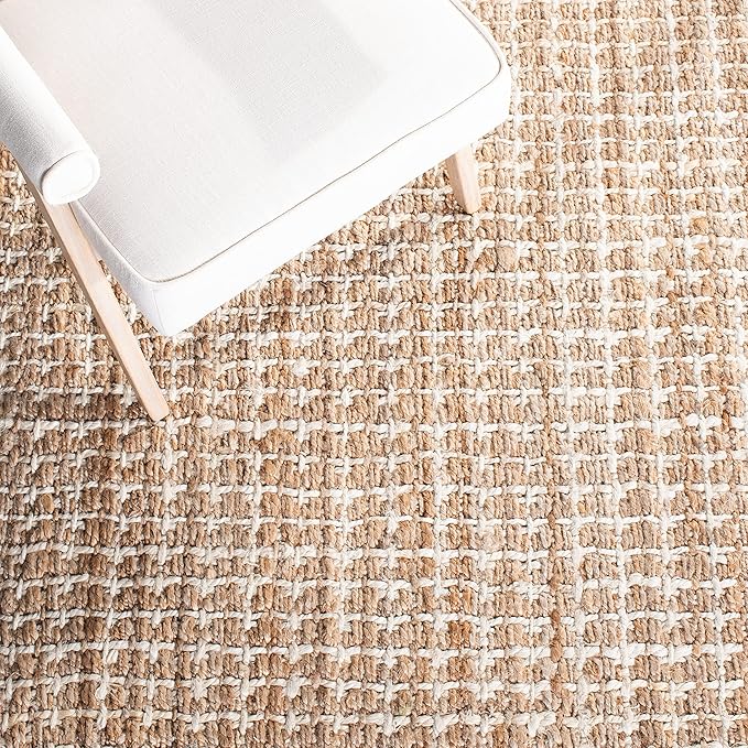 SAFAVIEH Natural Fiber Collection Area Rug - 9' x 12', Natural, Handmade Boho Farmhouse Woven Jute, Ideal for High Traffic Areas in Living Room, Bedroom (NF187A)
