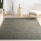 Nuloom Elfriede Handmade, Green/Natural, 7'6" x 9'6", Solid, Rustic, Jute, Soft and Textured, High Traffic, Stain Resistant, Easy Clean, Durable Area Rug for Bedroom, Living Room, Dining, Den, Foyer
