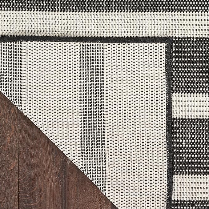 Nourison Home Positano Black Ivory 7' x 10' Area Rug - Easy Clean, Non Shedding, Bed Room, Living Room, Dining Room, Kitchen (7' x 10')