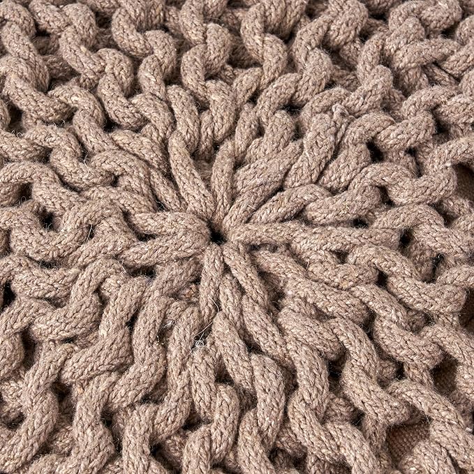 Moro Knitted Cotton 20 x 20 Round Pouf,Furniture,Primary Living Space,Bean Bag Chairs & Lazy Sofa Chair,Brown
