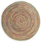 · REDEARTH · Jute Cotton Chindi Area Rug - 8' Round Rug, Handwoven, Non-Shedding, Soft & Durable – Multi Tones for Home Décor in Living Room, Dining Room, Bedroom