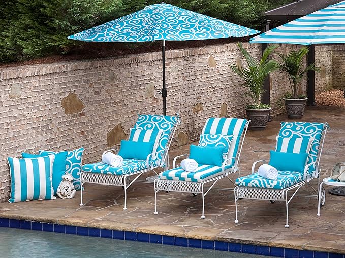 Pillow Perfect Stripe Indoor/Outdoor Accent Throw Pillow, Plush Fill, Weather, and Fade Resistant, Large Throw - 18.5" x 18.5", Blue/White Cabana Stripe, 2 Count
