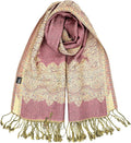 Achillea Reversible Paisley Pashmina Rave Scarf – Exotic Indian Shawls and Wraps for Evening Dresses, Festivals, All Seasons