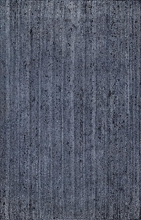 nuLOOM 3x5 Rigo Jute Hand Woven Area Rug, Navy, Solid Farmhouse Design, Natural Fiber, For Bedroom, Living Room, Dining Room, Hallway, Office, Kitchen, Entryway