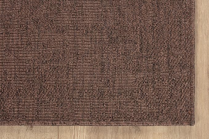 CAMILSON Easy Jute Rug 2x3, Indoor Outdoor Brown Color Fiber Area Rugs for Living Room and Kitchen Rug, Solid Boho Woven Design, Easy-Cleaning, Washable Outside Carpet Alfombras (2 x 3)
