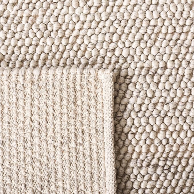 SAFAVIEH Natura Collection Area Rug - 6' Square, Grey & Ivory, Handmade Wool Blend, Textured Design, Ideal for Living Room, Bedroom, Dining Space (NAT425F)