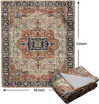 Aztec Terracotta Boho Blanket Soft Flannel Lightweight Vintage Bohemian Throw Blanket Cozy Warm Retro Western Carpet Blankets All Seasons Living Room Decor for Couch Chair Bed Sofa Office 40x50 inch