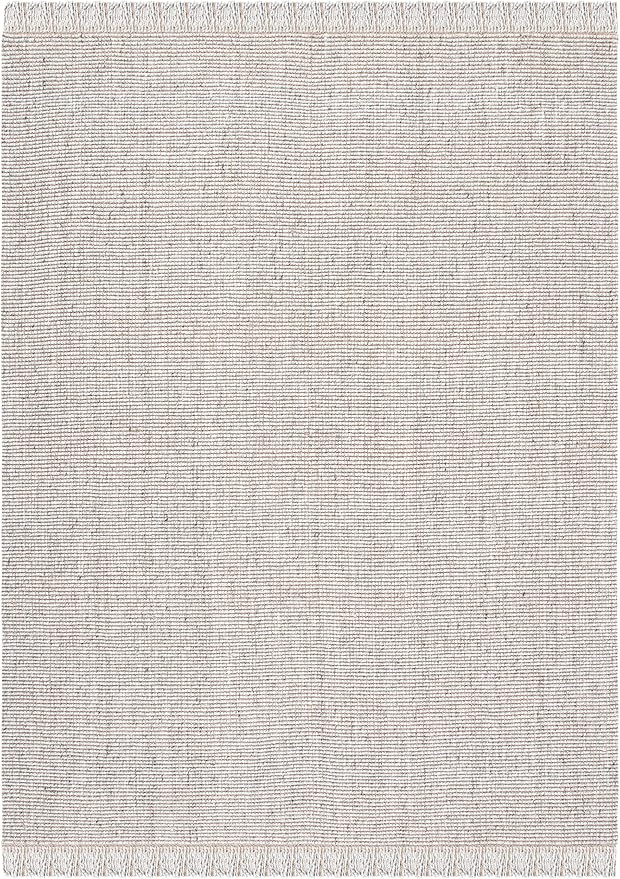 SAFAVIEH Natural Fiber Collection Area Rug - 10' x 14', Silver & Natural, Handmade Woven Fringe Jute, Ideal for High Traffic Areas in Living Room, Bedroom (NF826G)