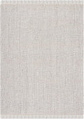 SAFAVIEH Natural Fiber Collection Area Rug - 9' x 12', Silver & Natural, Handmade Woven Fringe Jute, Ideal for High Traffic Areas in Living Room, Bedroom (NF826G)